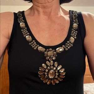 Express black top with rhinestones